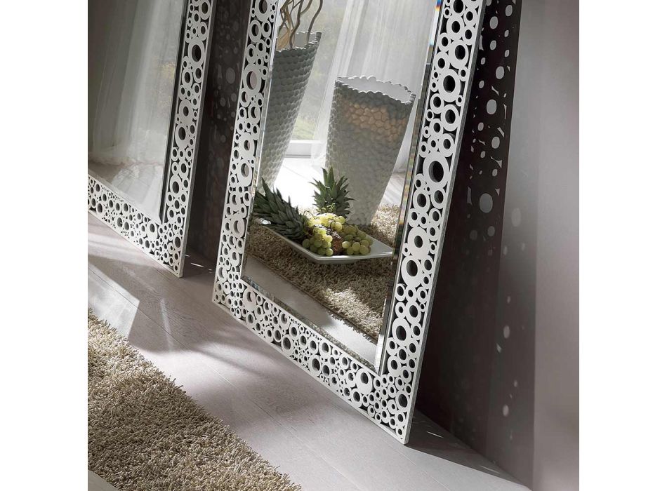 Obdélníkové zrcadlo ve stříbrné a černé barvě Vyrobeno v Itálii - Acca Viadurini