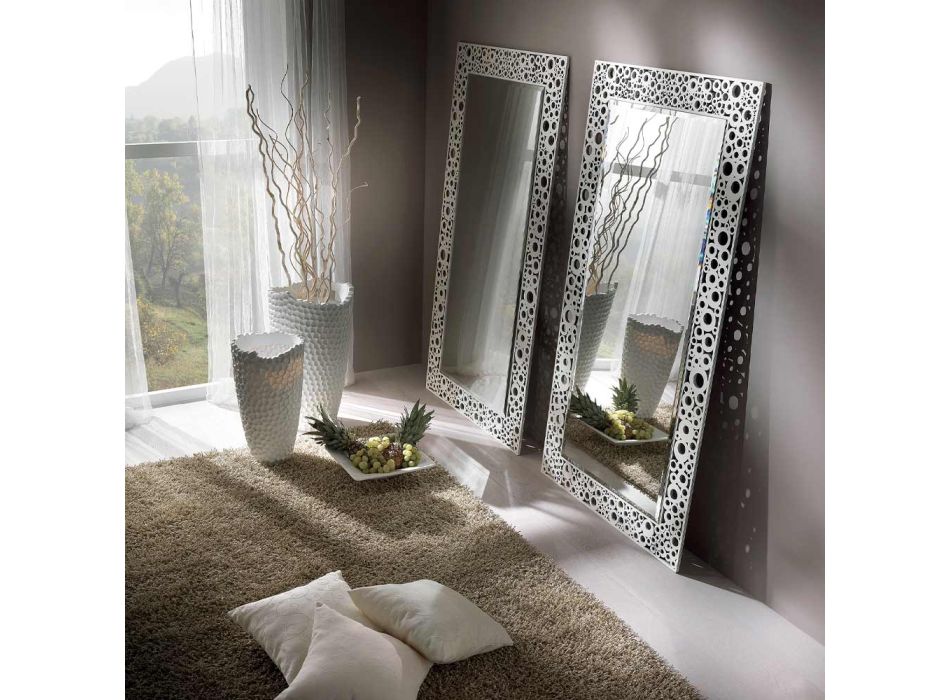 Obdélníkové zrcadlo ve stříbrné a černé barvě Vyrobeno v Itálii - Acca Viadurini