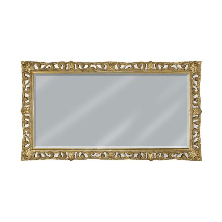 Obdélníkové zrcadlo ve zlatém listu a broušené zrcadlo Made in Italy - Rangi Viadurini