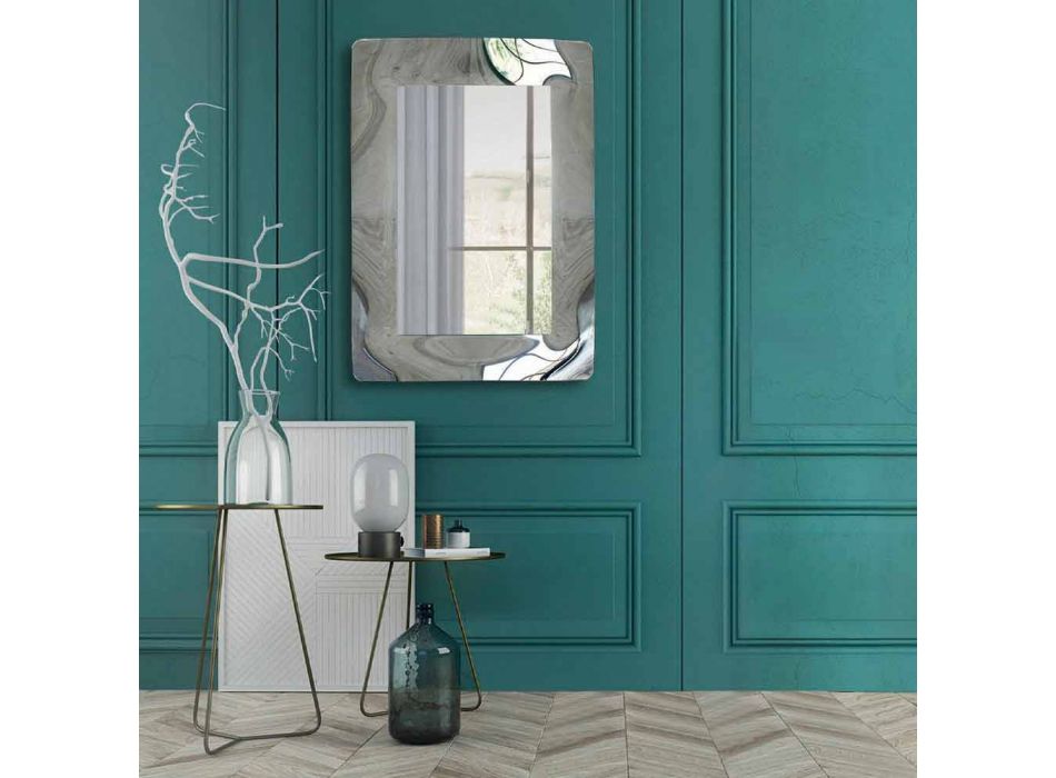Moderní obdélníkové zrcadlo se zakřiveným skleněným rámem Made in Italy - Vira Viadurini