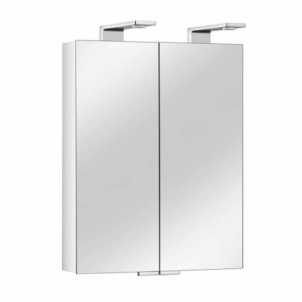 2-dveřové zrcadlo se stříbrným hliníkovým kontejnerem a chromovanými detaily - Maxi Viadurini