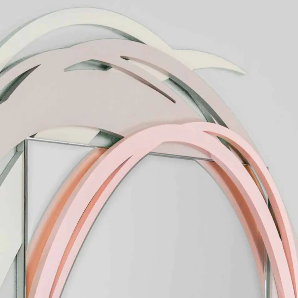 Moderní nástěnné zrcadlo s dekorativním designem v barevném dřevě - Orbita Viadurini