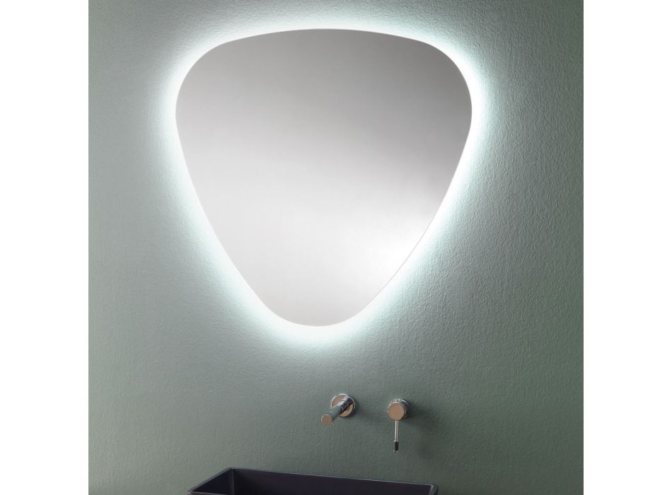 Tvarované nástěnné zrcadlo do koupelny s drahým LED podsvícením - Trigolo Viadurini