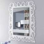 Bílé plexisklo se zrcadlem s zdobeným obdélníkovým rámem - Alidifarf Viadurini