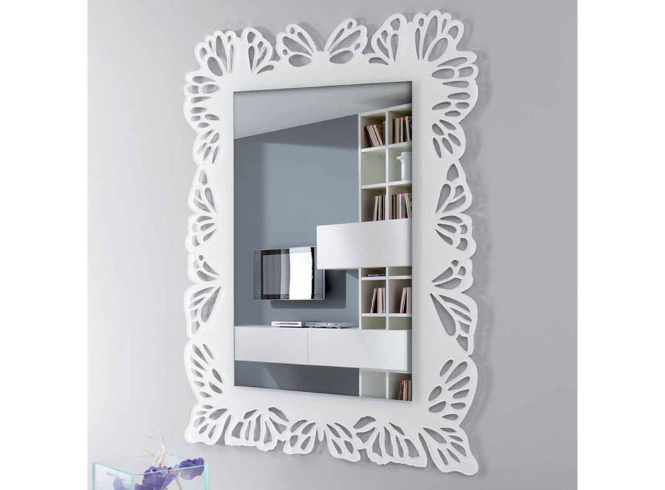 Bílé plexisklo se zrcadlem s zdobeným obdélníkovým rámem - Alidifarf
