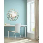 Kulaté nástěnné zrcadlo z hnědého dřeva moderního designu s rámem - Bombo Viadurini