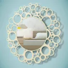 Kulaté nástěnné zrcadlo z hnědého dřeva moderního designu s rámem - Bombo Viadurini