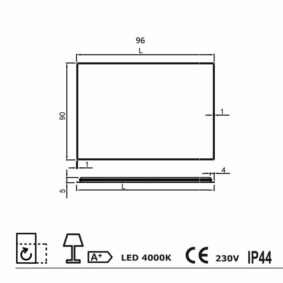 Nástěnné zrcadlo s mléčným hranami, LED osvětlení, Tessa Viadurini