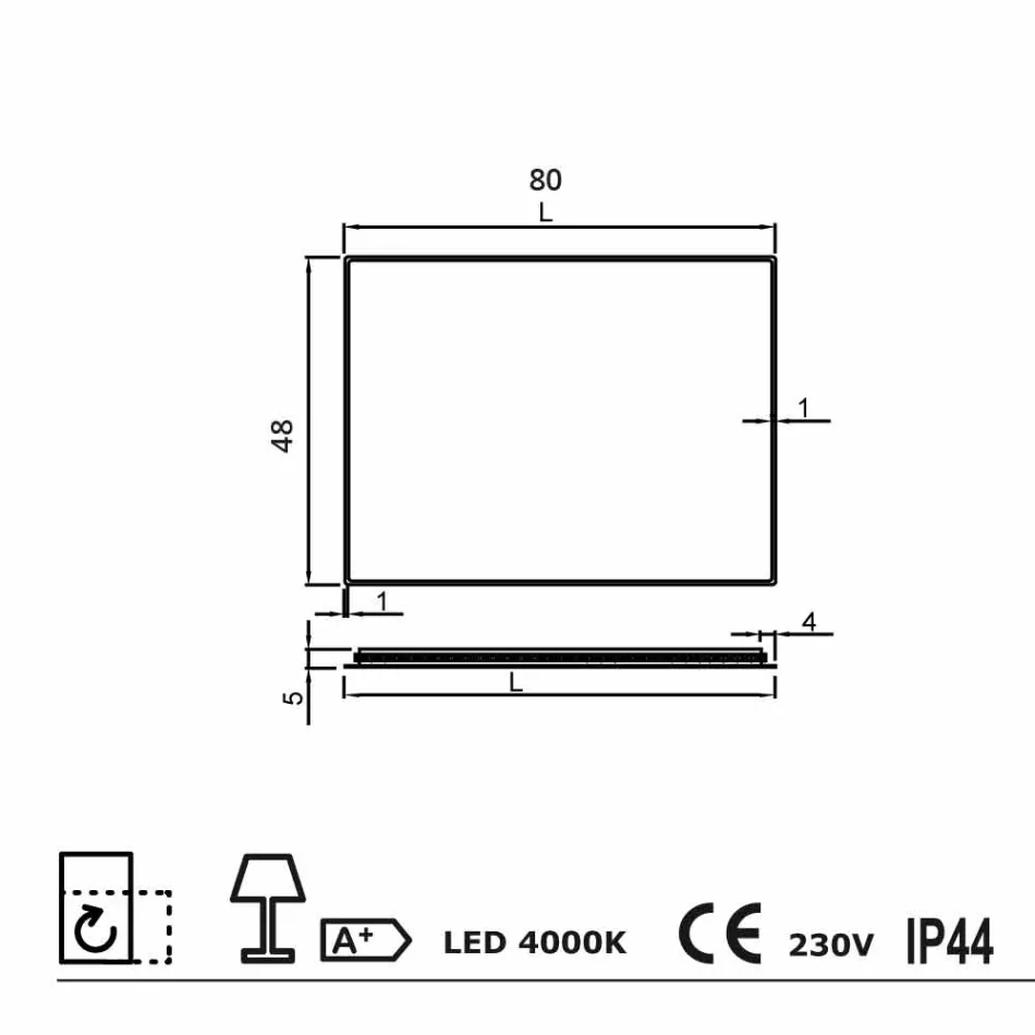 Nástěnné zrcadlo s mléčným hranami, LED osvětlení, Tessa Viadurini