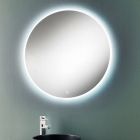 Kulaté nástěnné zrcadlo s pískovaným okrajem a LED podsvícením - tlačítko Viadurini