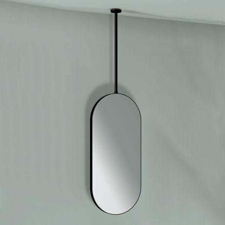 Závěsné kovové zrcadlo s volitelným světlem Made in Italy - Amadeus Viadurini