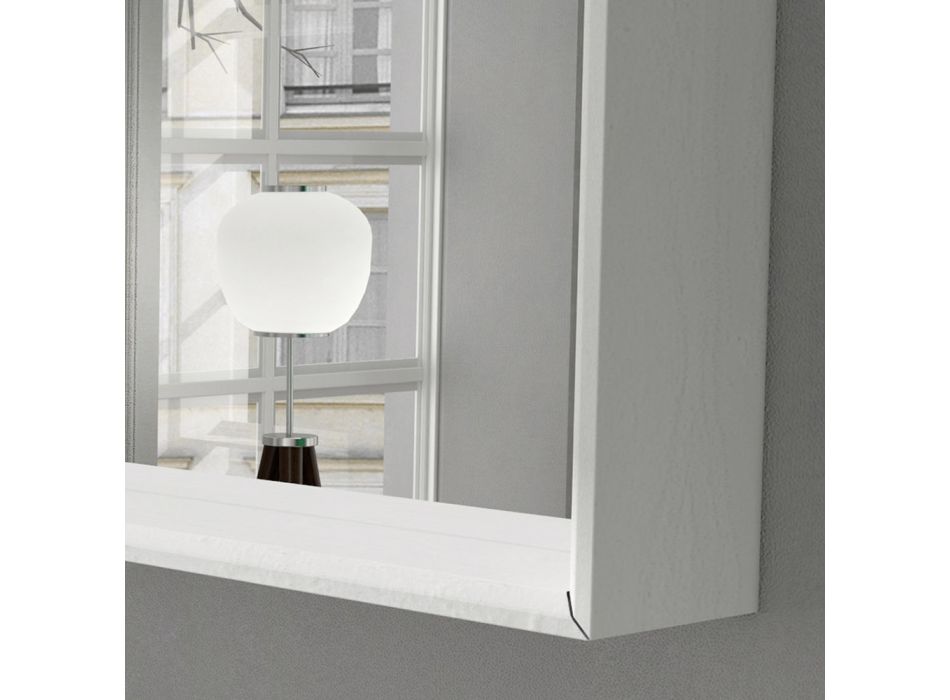 Nástěnné koupelnové zrcadlo s LED světlem a dřevěným rámem vyrobené v Itálii - Geppio Viadurini