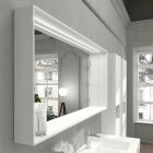 Nástěnné koupelnové zrcadlo s LED světlem a dřevěným rámem vyrobené v Itálii - Geppio Viadurini