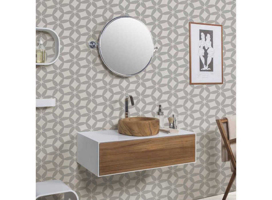 Nástěnné zrcadlo do koupelny s chromovaným mosazným rámem - Rondello Viadurini