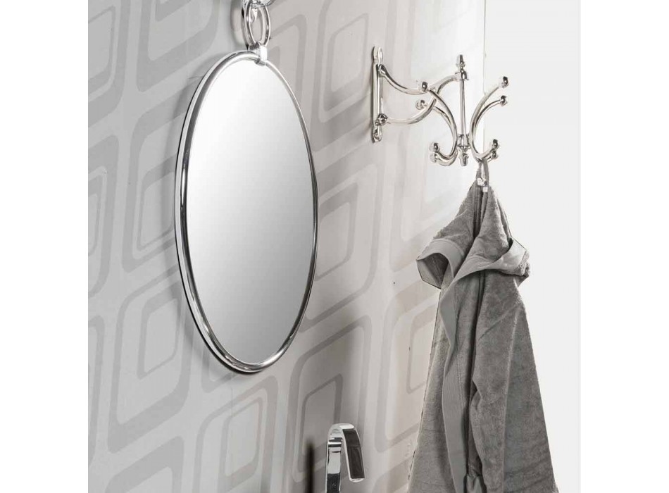 Koupelnové zrcadlo s kulatou stěnou v Chrome Ottome se stárnutím - červen Viadurini