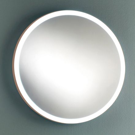 Kulaté nástěnné koupelnové zrcadlo s měděným kovovým rámem a LED světlem - Minolo Viadurini