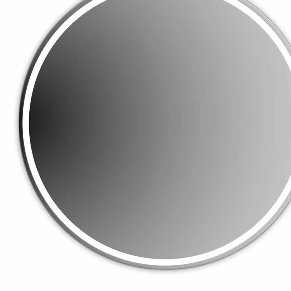 Kulaté podsvícené koupelnové zrcadlo s pískováním vyrobené v Itálii - Ranio Viadurini