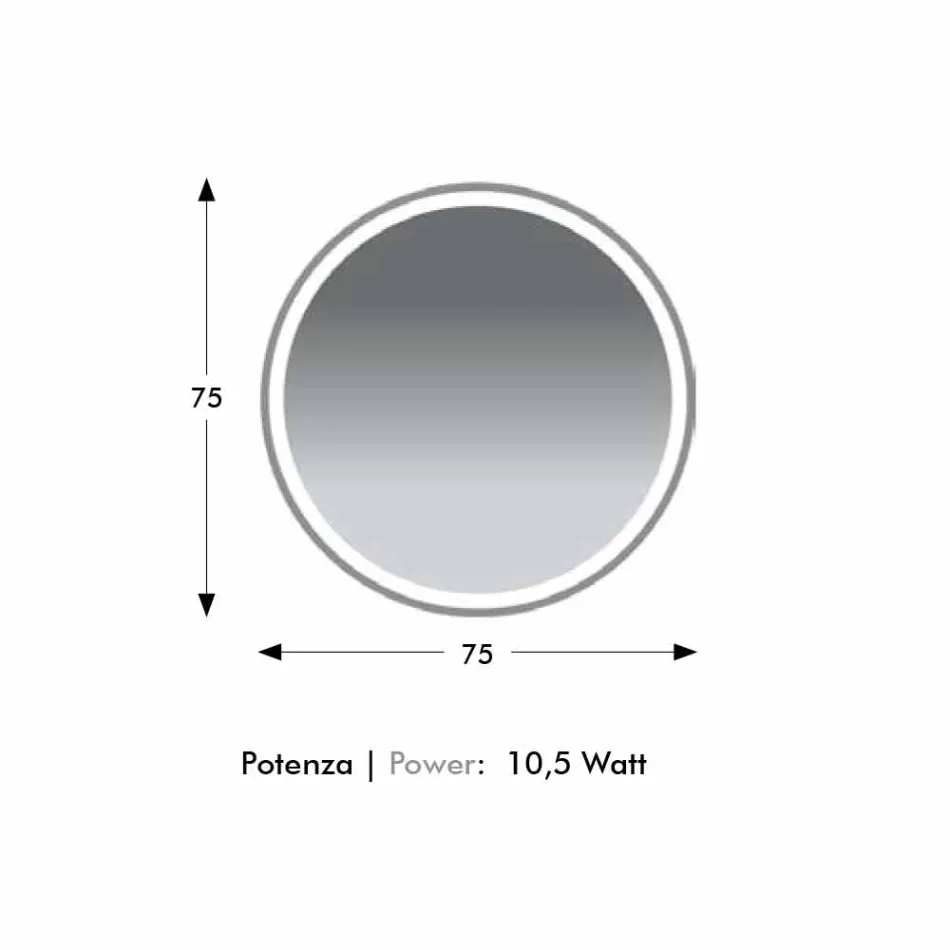 Kulaté podsvícené koupelnové zrcadlo s pískováním vyrobené v Itálii - Ranio Viadurini