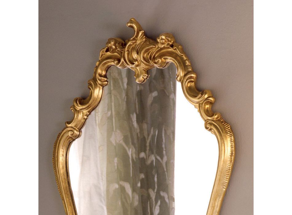 Barokní zrcadlo ve tvaru se zlatým listovým rámem Made in Italy - Precious Viadurini