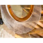 Moderní zrcadlo stěn v kovu a teaku Monno Viadurini