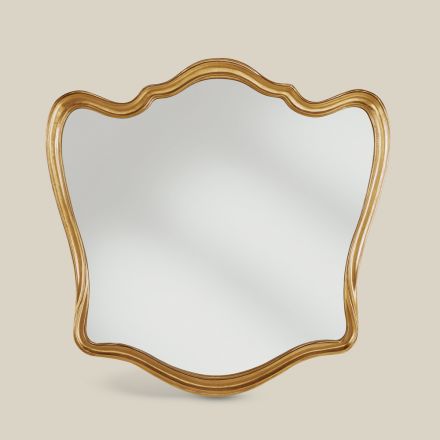 Klasický dřevěný rám ve tvaru zrcadla Gold Leaf Made in Italy - Jenny Viadurini