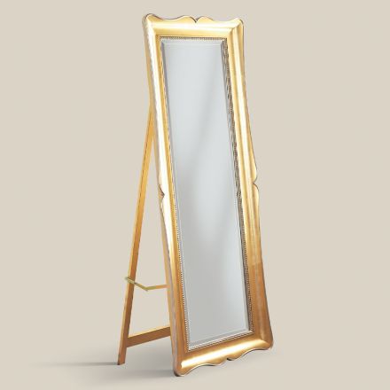 Klasické podlahové zrcadlo ze zlatého listového dřeva vyrobené v Itálii - Florencie Viadurini
