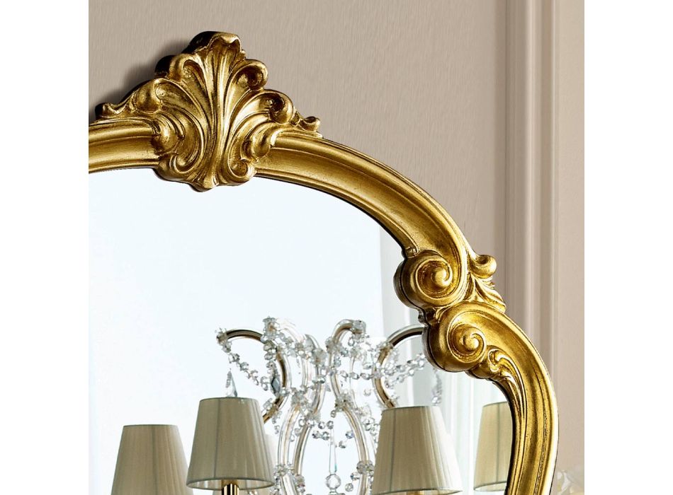 Zrcadlo klasického tvaru se zlatým listovým rámem Made in Italy - Madalina Viadurini