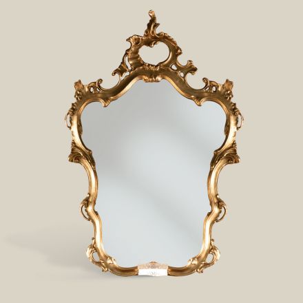 Zrcadlo klasického tvaru se zlatým rámem vyrobeným v Itálii - vzácné Viadurini