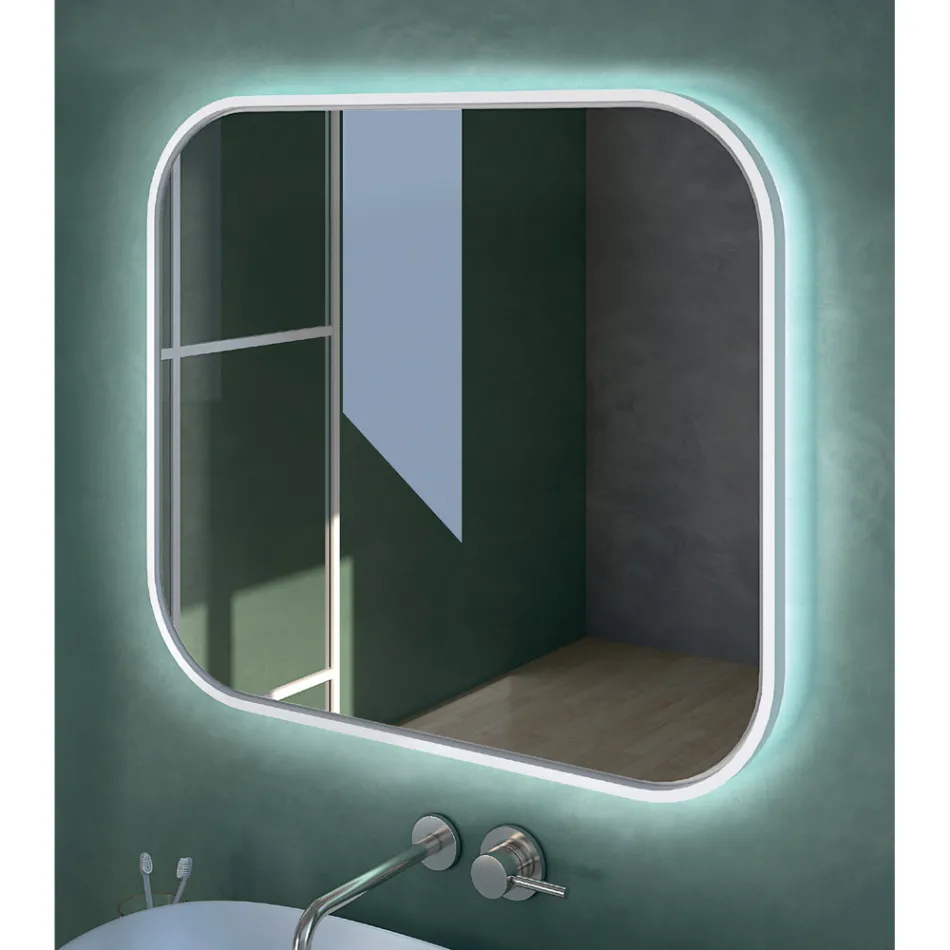 Zrcadlo s dřevěným okrajem a podsvícením Made in Italy - Vincent Viadurini