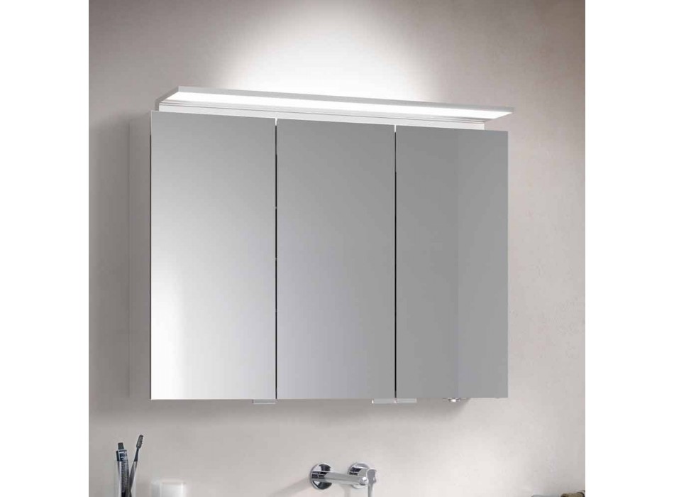Moderní 3dveřové zrcadlo do nástěnné skříňky s vnitřními policemi - Bramo Viadurini