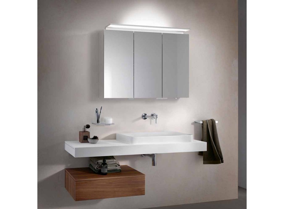 Moderní 3dveřové zrcadlo do nástěnné skříňky s vnitřními policemi - Bramo Viadurini
