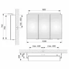 Moderní 3dveřové zrcadlo do nástěnné skříňky s vnitřními policemi - Bramo Viadurini