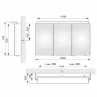 Moderní 3dveřové zrcadlo do nástěnné skříňky s vnitřními policemi - Bramo Viadurini