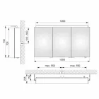 Moderní 3dveřové zrcadlo do nástěnné skříňky s vnitřními policemi - Bramo Viadurini