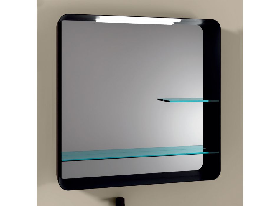 Zrcadlo s kovovým rámem a 2 skleněnými policemi Made in Italy - William Viadurini