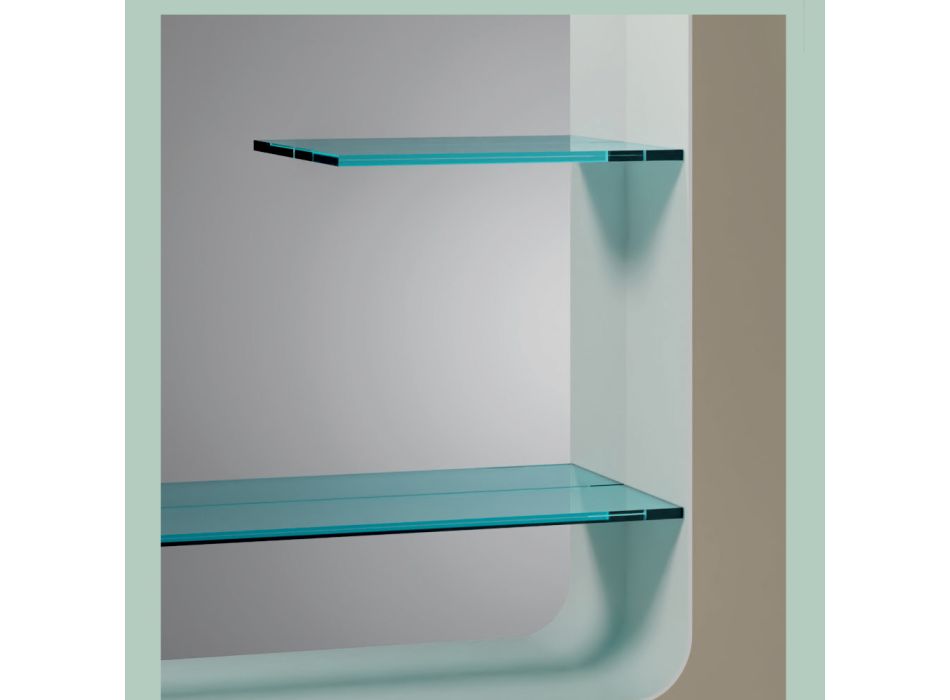 Zrcadlo s kovovým rámem a 2 skleněnými policemi Made in Italy - William Viadurini