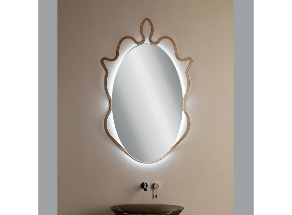 Zrcadlo s kovovým rámem a integrovanými LED diodami Made in Italy - Leonardo Viadurini