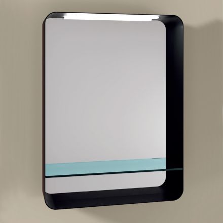 Zrcadlo s kovovým rámem a skleněnou policí Made in Italy - Frida Viadurini