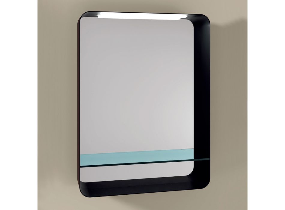 Zrcadlo s kovovým rámem a skleněnou policí Made in Italy - Frida Viadurini
