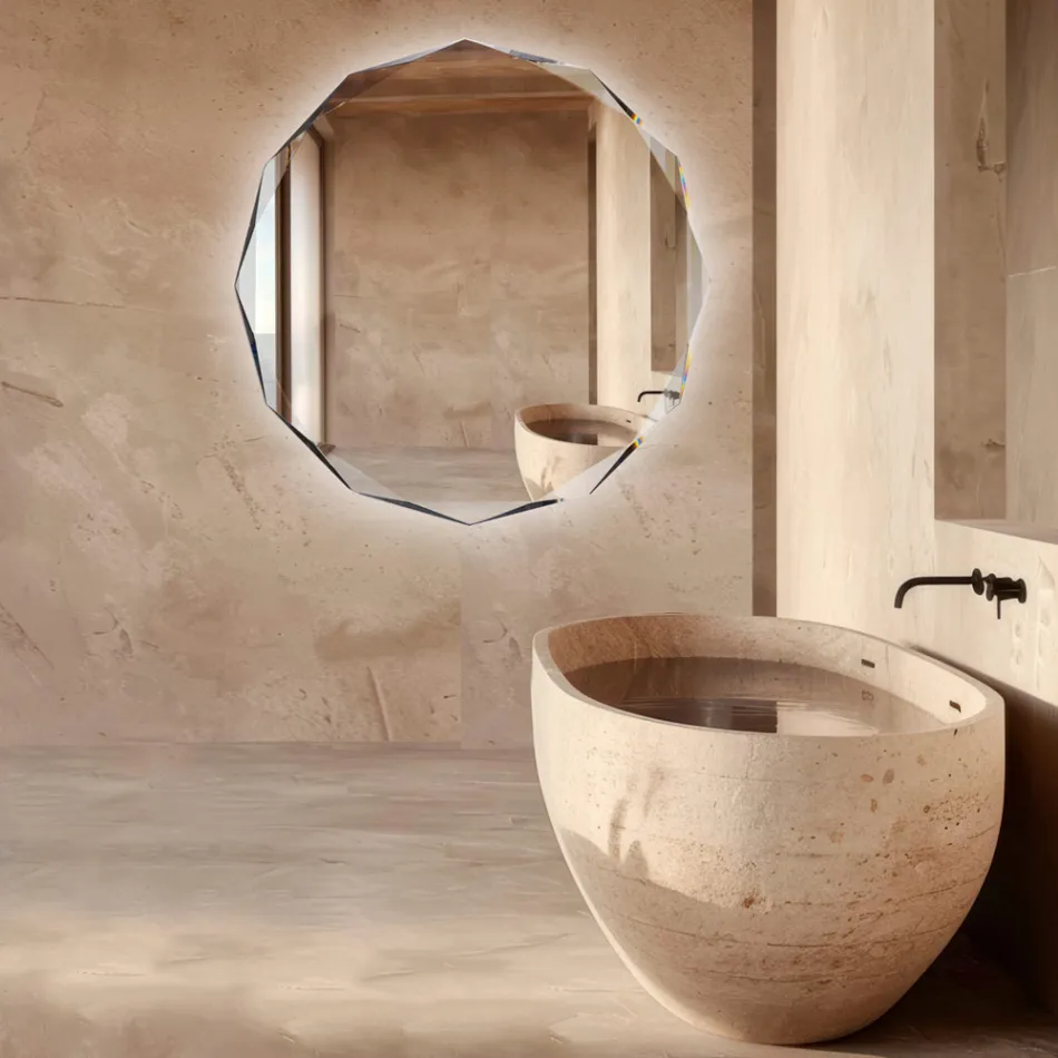 Zrcadlo s diamantovým leptáním a zkoseným okrajem - Excelsior Viadurini