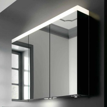 3dveřové nástěnné úložné zrcadlo ve stříbrně lakovaném hliníku - Alfio