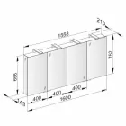 Zrcadlový kontejner se 4 křišťálovými dveřmi s 12 policemi a 4 LED světly - Maxi Viadurini