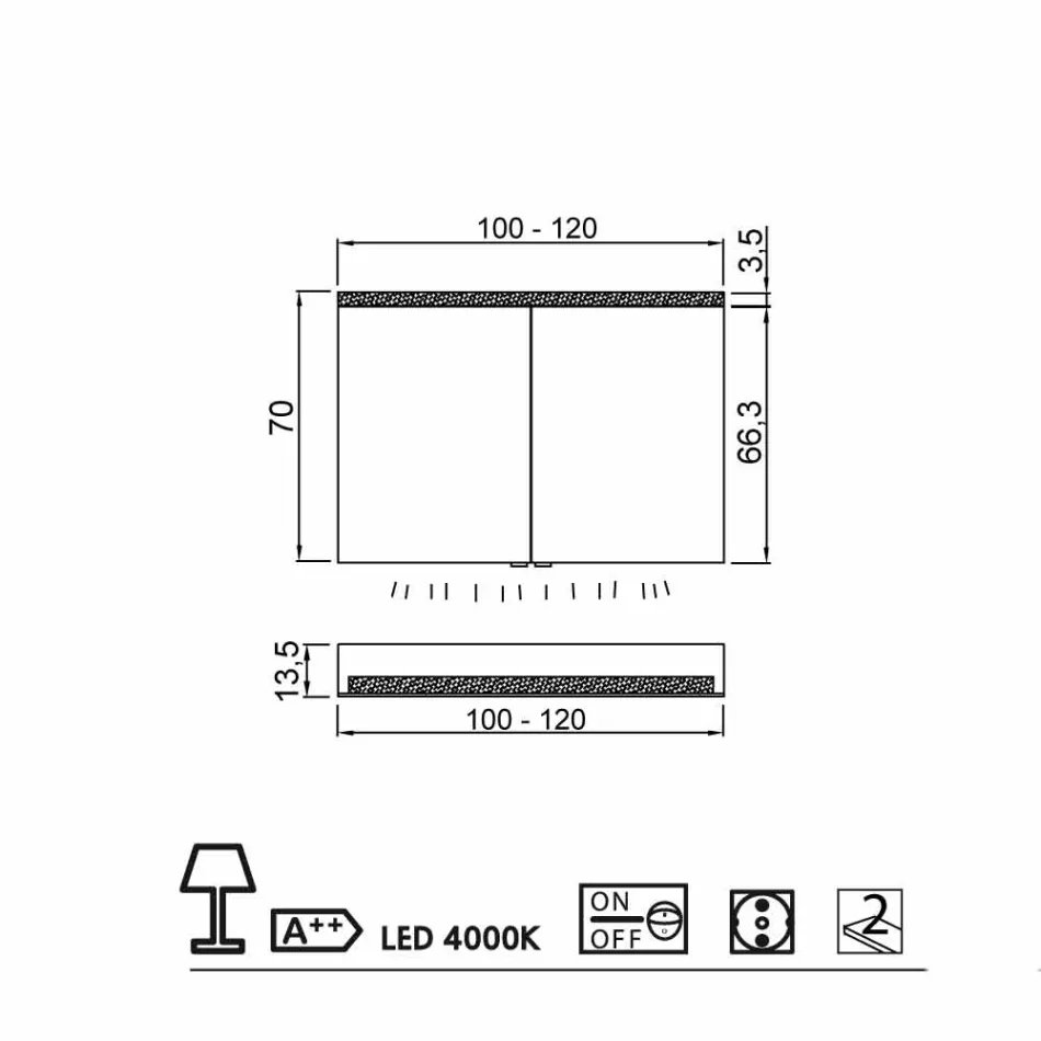Zrcadlová skříňka s LED lázně s 2 dveřmi, moderní design, Carol Viadurini