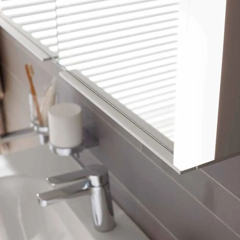 Moderní zapuštěná zrcadlová skříňka ve stříbrně lakovaném hliníku - démon Viadurini