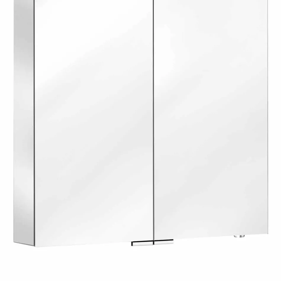 Nástěnné zrcadlo se 2 dveřmi s LED světlem a zásuvkami - Bramo Viadurini
