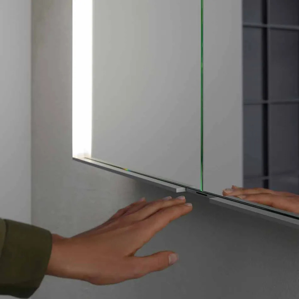 Nástěnné zrcadlo z hliníku s LED osvětlením - Demon Viadurini