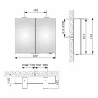 Moderní nástěnné zrcadlo se 2 dveřmi a LED osvětlením - ráčna Viadurini