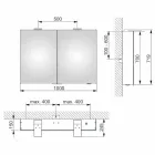 Moderní nástěnné zrcadlo se 2 dveřmi a LED osvětlením - ráčna Viadurini