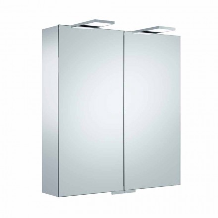 Moderní nástěnné zrcadlo se 2 dveřmi a LED osvětlením - ráčna Viadurini