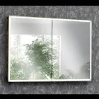 Dřevěný zrcadlový kontejner s dvojitým zrcadlem a světly Made in Italy - Darwin Viadurini